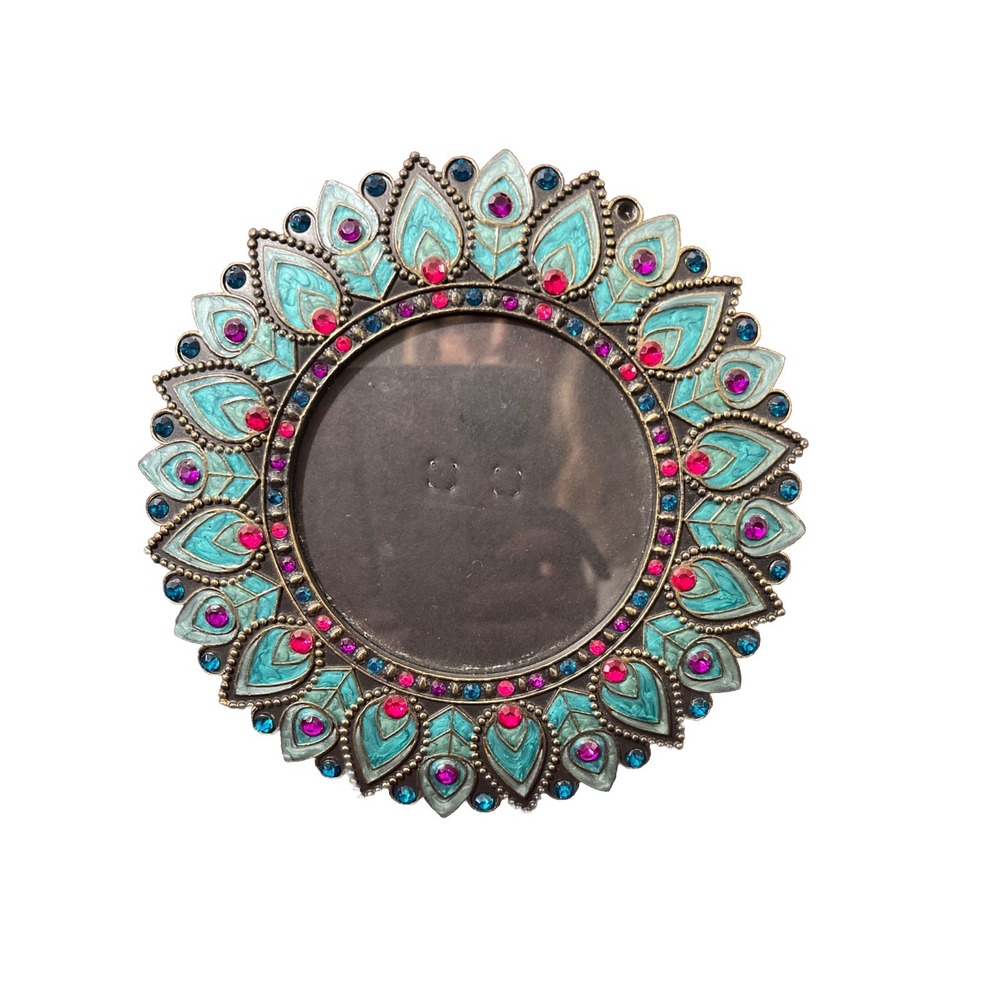 Enamel Jewel‎ Rhinestones Picture Frame Round Bling Free Standing Table Top